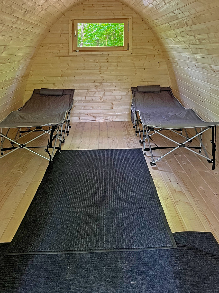 Interior of the camping pod